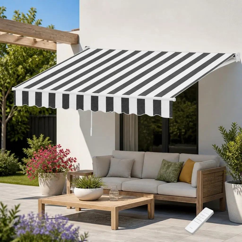 Retractable Folding Arm Awning Motorised Remote Control Sunshade 2.5m x 2m