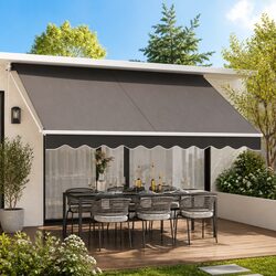 Retractable Folding Arm Awning Motorised Sunshade 4M x 2.5M Garden Patio