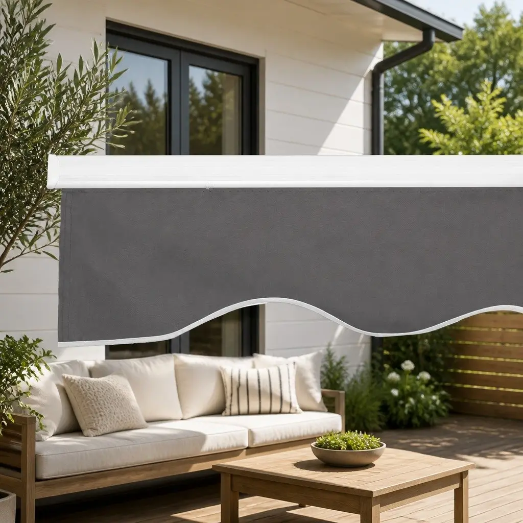 Motorised Retractable Folding Arm Awning 4M x 2.5M Grey or Green Polyester for Garden Patio