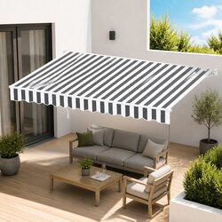 Retractable Folding Arm Awning Motorised Remote Control Sunshade 4.5m x 3m
