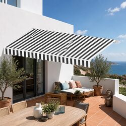 Retractable Folding Arm Awning Motorised Sunshade 5M x 3M Patio Garden Shade