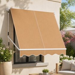Retractable Pivot Arm Window Awning Outdoor Canopy Shade 2.1 x 2.1M Beige