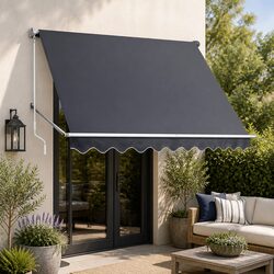 Retractable Pivot Arm Awning Outdoor Patio Window Fixed Shade 2.8X2.1M Grey