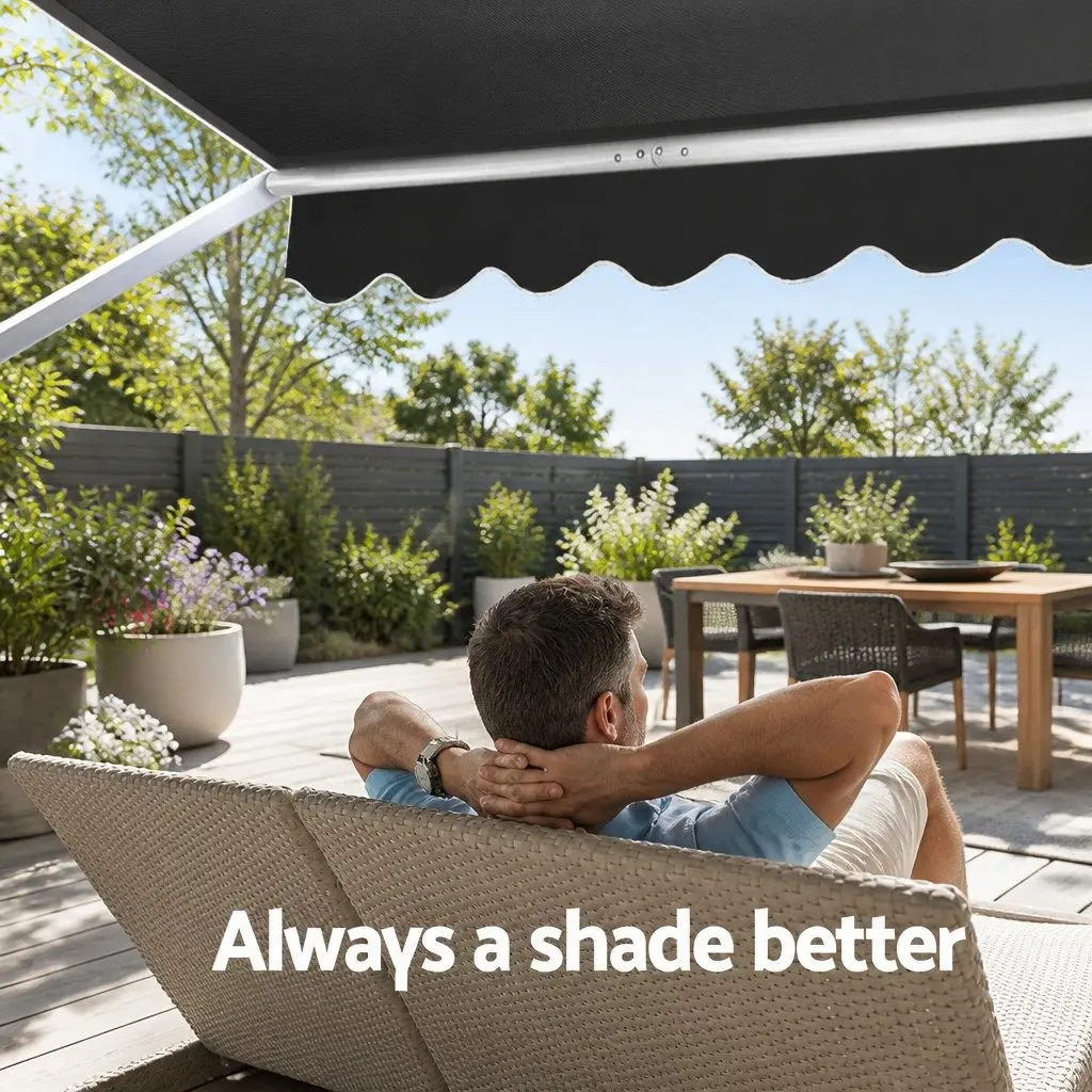 Retractable Awning Polyester Fabric 3.1m x 2.1m Grey