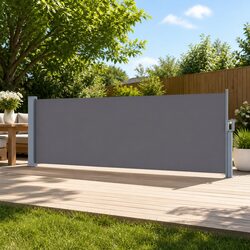 Retractable Side Awning Sun Shade Outdoor Screen Privacy Blind 1M x 3M Grey
