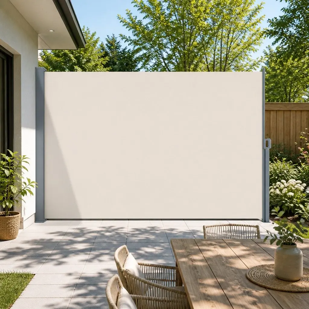 Retractable Side Awning UV Tear Resistant 2m x 3m Cream Polyester for Patio Garden