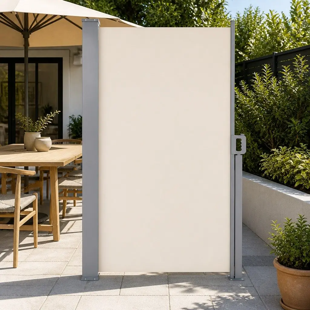 Retractable Side Awning UV Tear Resistant 2m x 3m Cream Polyester for Patio Garden