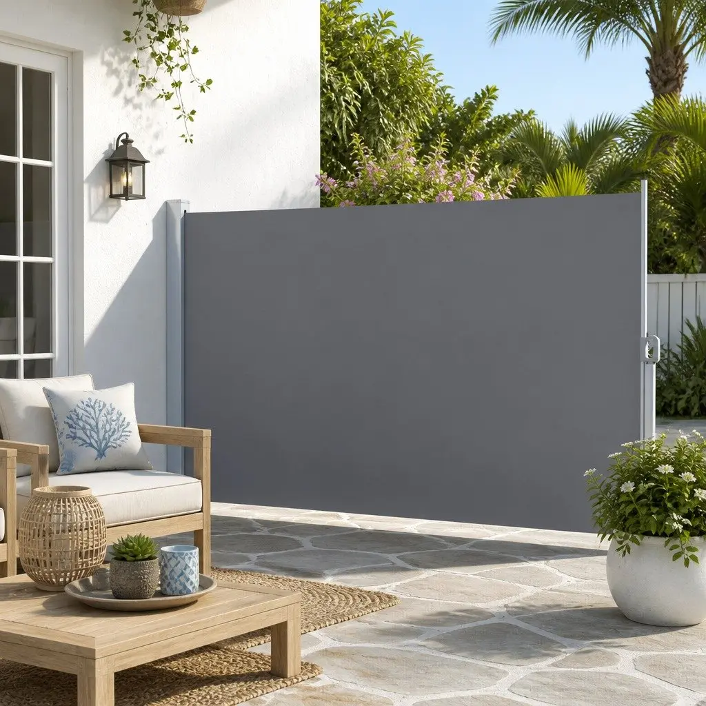 Retractable Side Awning Sun Shade Outdoor Privacy Screen 2M x 3M Grey