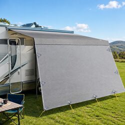 Caravan Awning Fabric & Privacy Screen RV Roll Out Sun Shade 12ft Grey Combo
