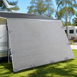 Caravan Privacy Screen Roll Out Awning End Wall Side Sun Shade 3.4x1.95M Grey