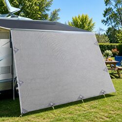 Caravan Privacy Screen Roll Out Awning 5.2x1.95M End Wall Side Sun Shade Grey