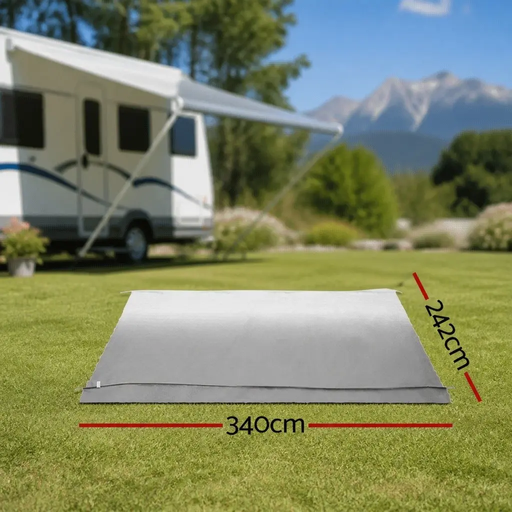 Caravan Awning Replacement Fabric UV Protection 12ft Grey 1000D PVC Outdoor Shelter