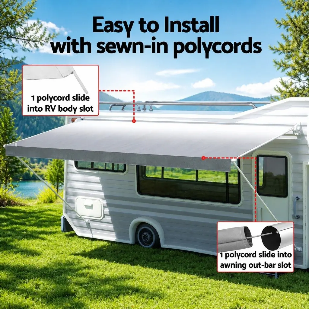 Caravan Awning Replacement Fabric UV Protection 12ft Grey 1000D PVC Outdoor Shelter