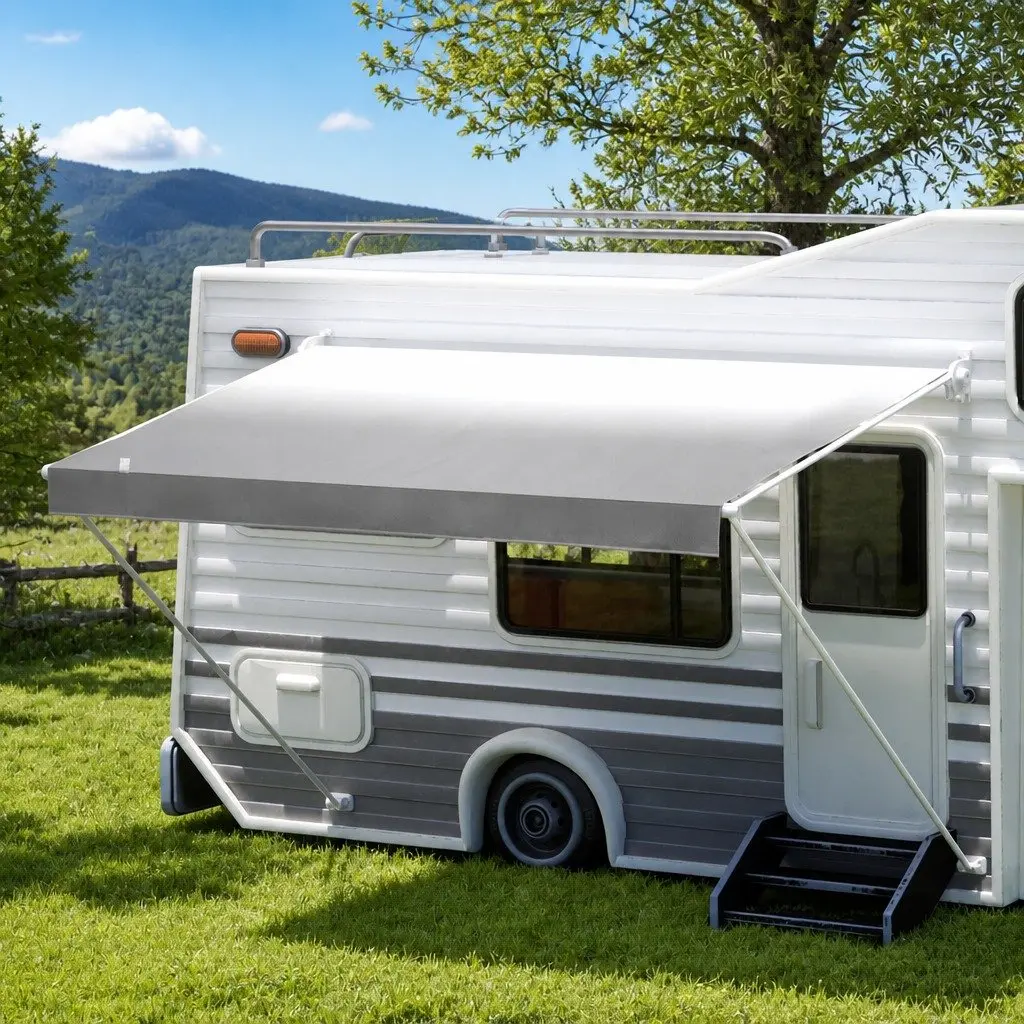 Caravan Awning Replacement Fabric UV Protection 12ft Grey 1000D PVC Outdoor Shelter