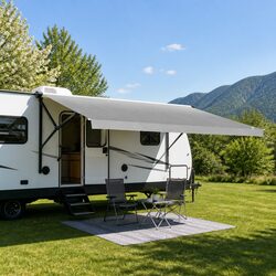 Caravan Awning Fabric 16ft Roll Out RV Replacement Grey 4.58M x 2.42M Shade