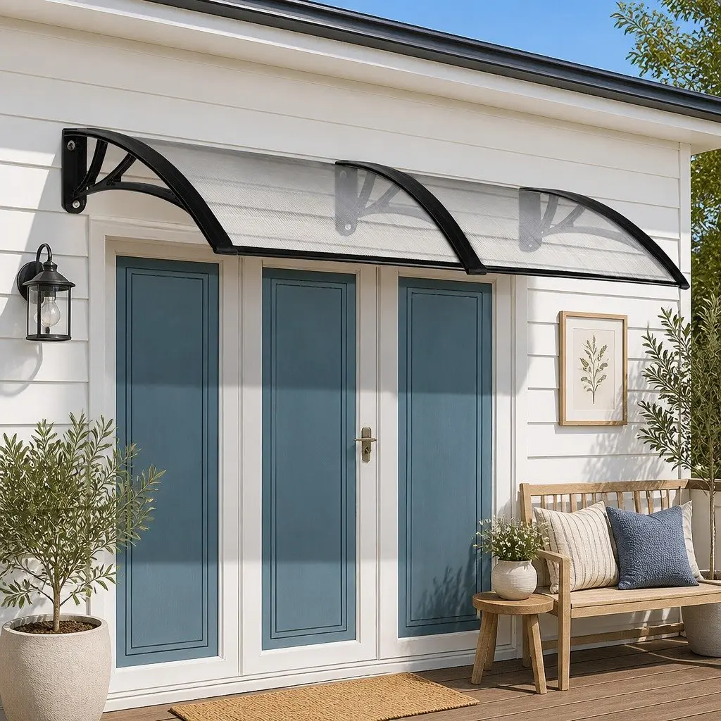 Awning Window Door 1m x 2.4m Transparent PC Panel Hollow Sunshade Rain Cover