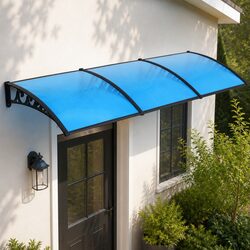 Window Door Awning 1mx3m Blue PC Panel Canopy Balcony Cover DIY Installation
