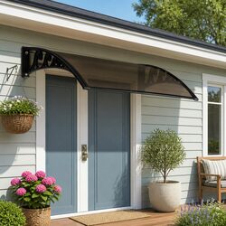 Window Door Awning 1mx3m Brown Black Polycarbonate Panel Aluminium Bars