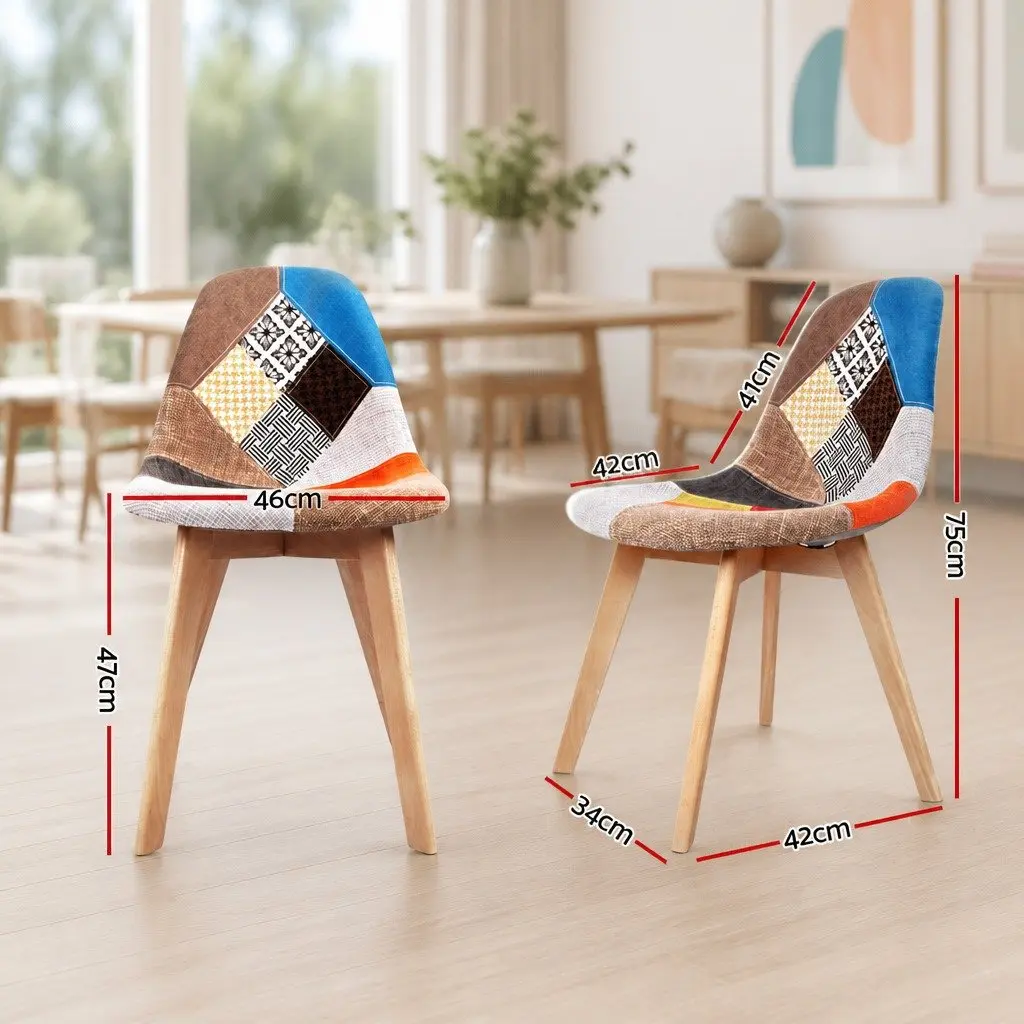 Dining Chairs Fabric Retro DSW Kitchen Seat Replica Eiffel Style Multicolour