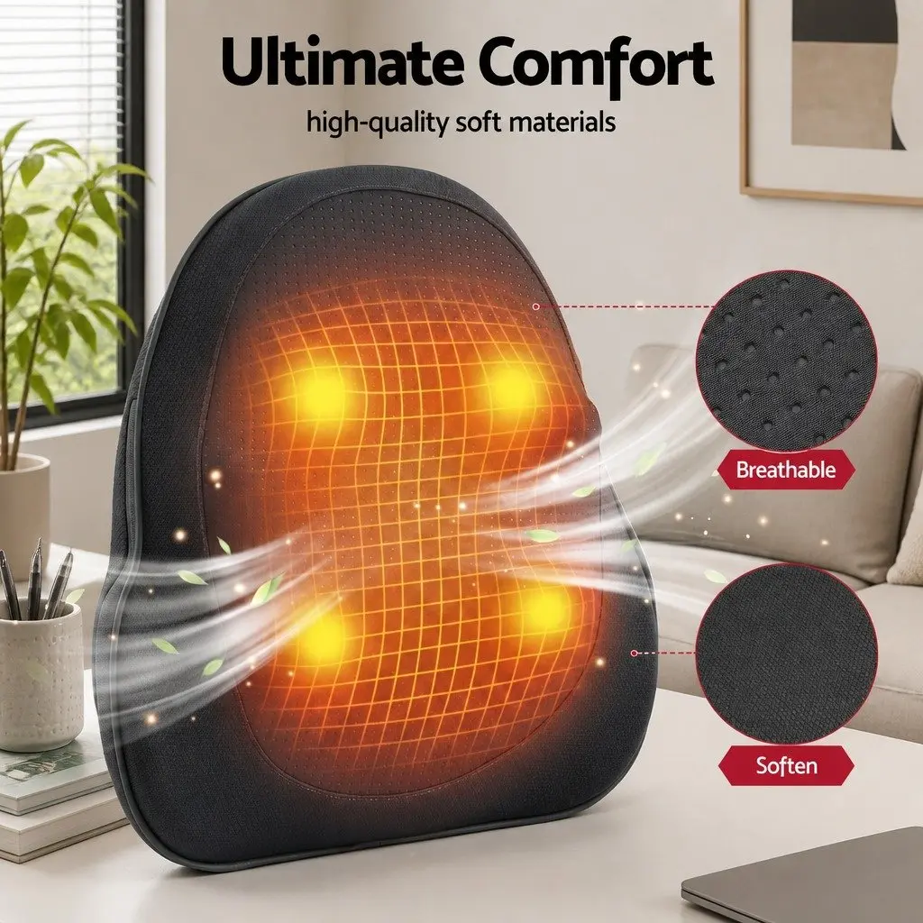 Back Massager Cordless Electric 3-Speed Kneading Black