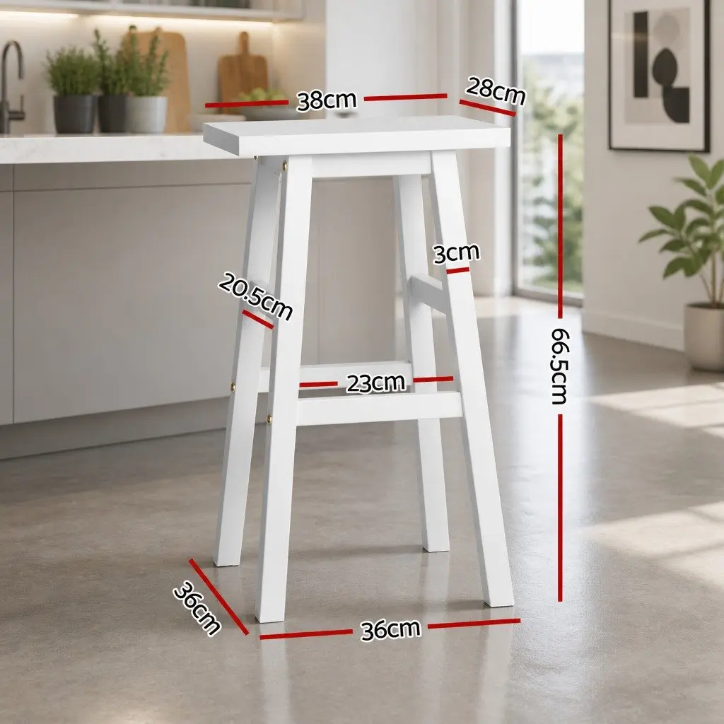 Bar Stools Set of 4 White Wooden Kitchen Chairs Saddle Seat Counter Height