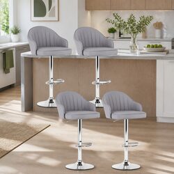 Bar Stools Set of 4 Swivel Gas Lift Counter Height Kitchen Chair Grey Shell