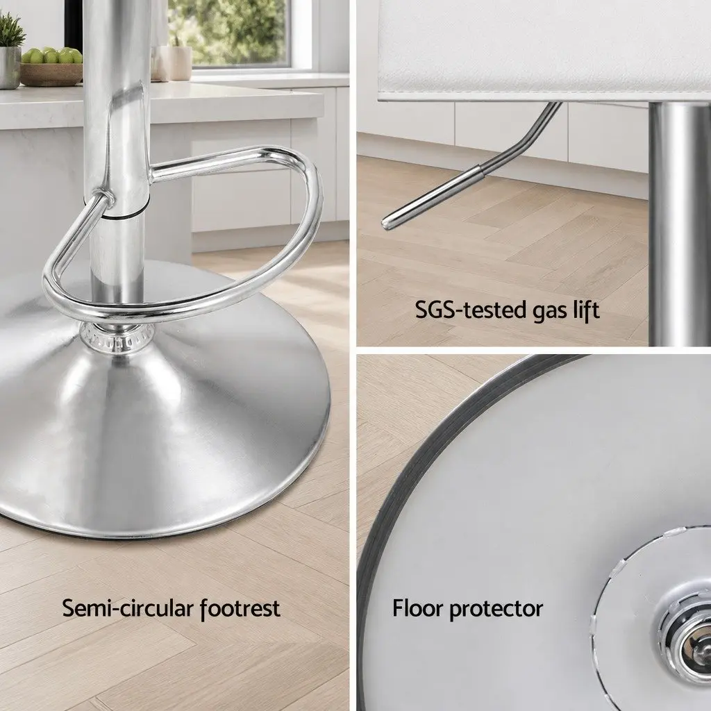 Bar Stools Set of 4 White Swivel Adjustable Height Kitchen Counter Seating