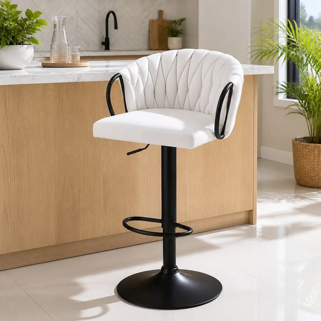 Bar Stool Single Kitchen Dining Chair Counter Seat Adjustable Height Velvet