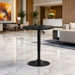 Round Bar Table Gas Lift Adjustable Height Swivel Dining Indoor Outdoor Black