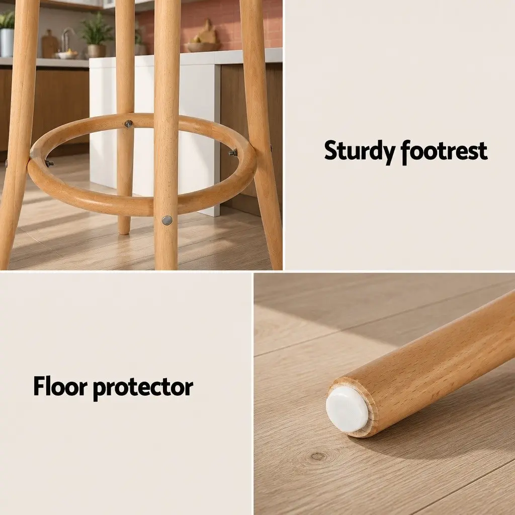 Bar Stool Rattan Seat Wooden Frame 65cm Height Pine Colour