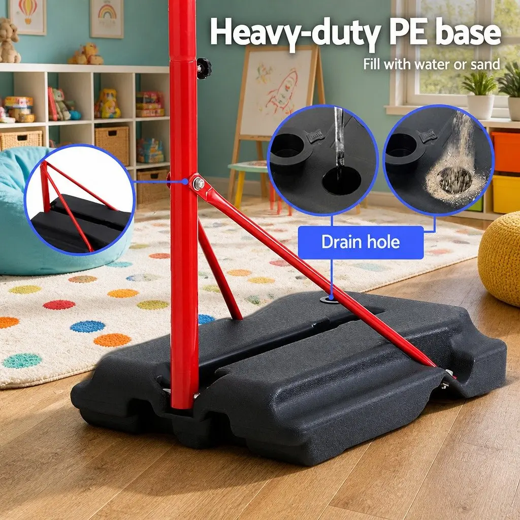 Kids Basketball Hoop Stand Adjustable Height 1.15m to 1.6m Portable Steel Frame HDPE Backboard