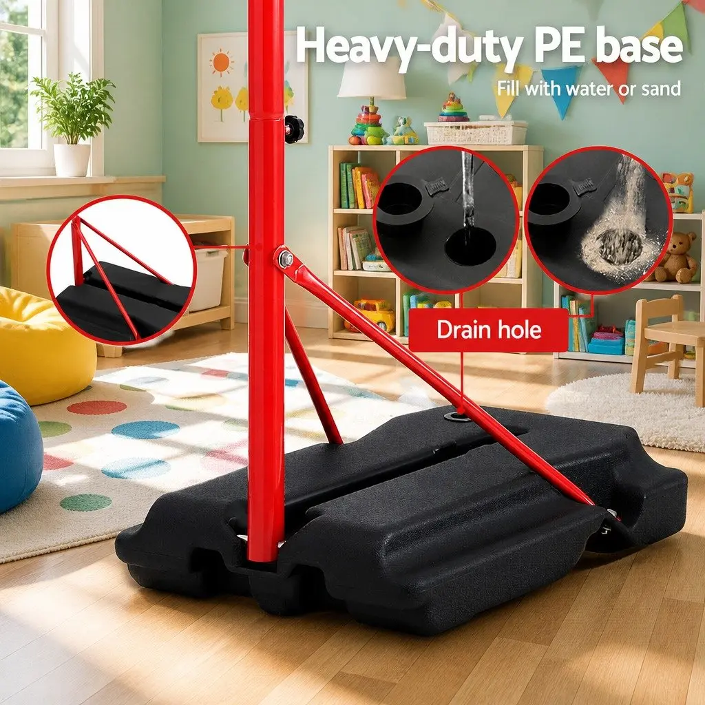 Kids Basketball Hoop Stand Adjustable Height 1.15m to 1.6m Portable Steel Frame HDPE Backboard