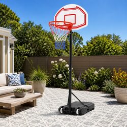 Basketball Hoop Stand System Adjustable 1.6M to 2.1M Portable Kids Youth White