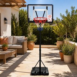 Basketball Hoop Stand System Adjustable 2.1m to 2.6m Portable Kids Youth Pro