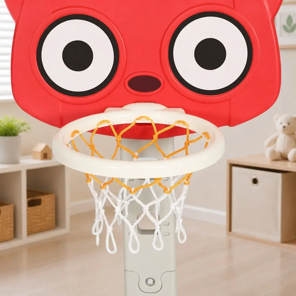 Kids Basketball Hoop Stand Adjustable Height 54 x 52 x 117–147 cm Red
