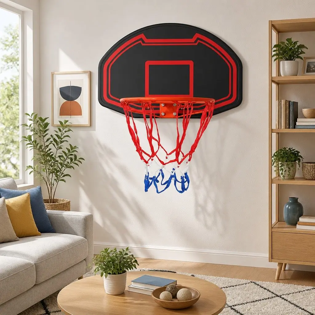 Basketball Hoop Wall Mounted Shatterproof Backboard 38" Black