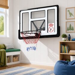 43-Inch Wall Mount Basketball Hoop Backboard Indoor Outdoor Kids Sports Game