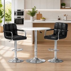 Bar Table and Stools Set 360 Swivel Height Adjustable Dining Kitchen Cafe Pub