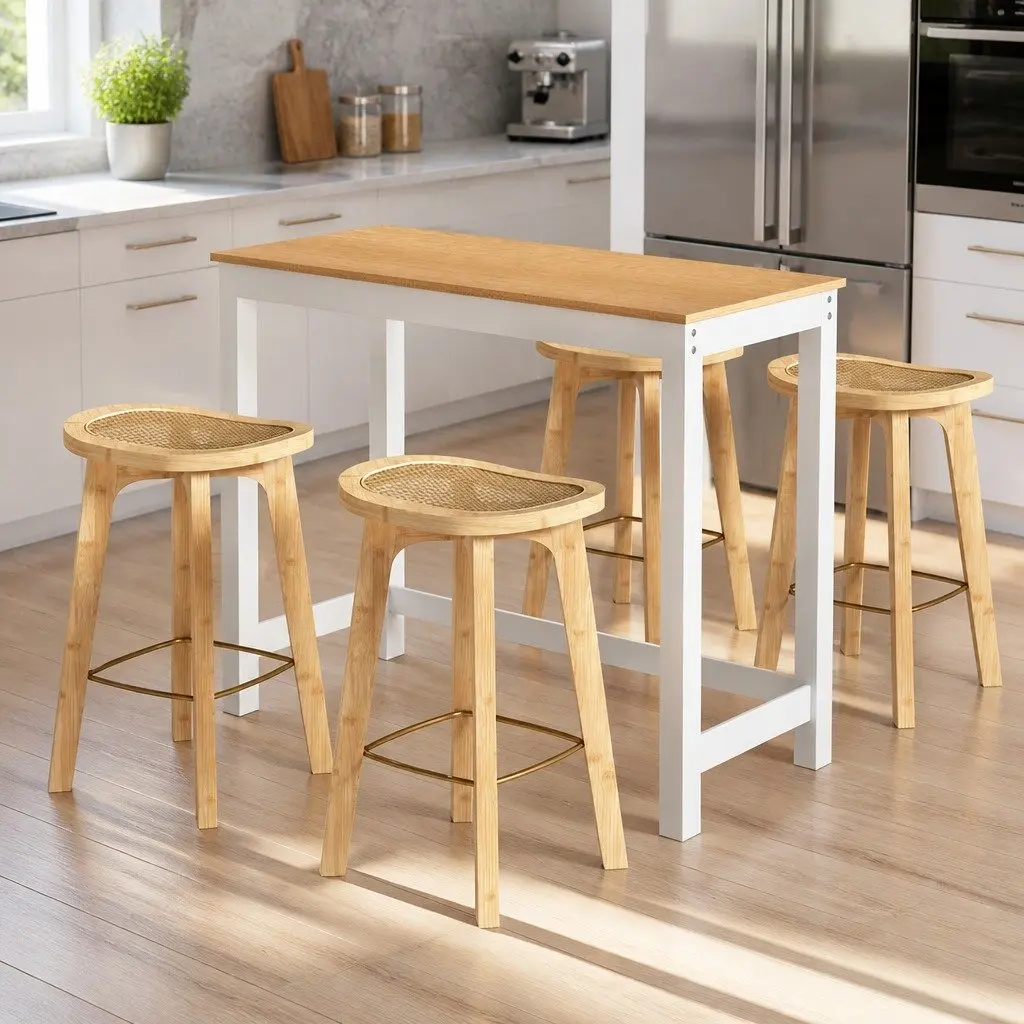 Bar Table and Stools Set Kitchen Dining Table Chairs Cafe Pub Breakfast Bar