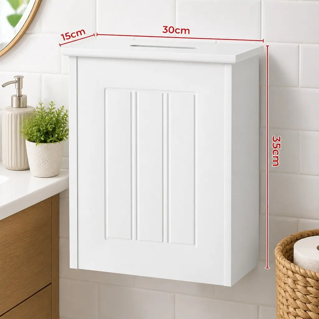 Bathroom Storage Box Slim Organiser Container Compact 30x15x35cm White