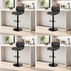 Bar Stools Gas Lift Padded Seat Swivel Kitchen Counter Height Grey Set of 4