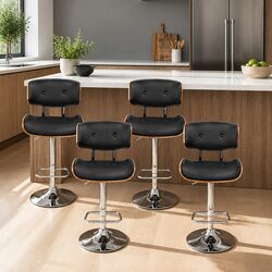 Bar Stools Set of 4 Gas Lift Swivel Padded Seat Chrome Base Height Adjustable