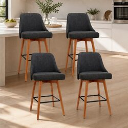 Bar Stools Set of 4 Swivel Seat Mid-Height Backrest Charcoal Home Kitchen