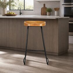 Bar Stools Tractor Seat 75cm Wooden Industrial Retro Design Set of 2