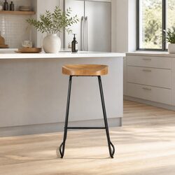Bar Stools Tractor Seat 75cm Wooden Set of 4 Industrial Retro Dining Kitchen