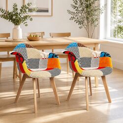 Dining Chairs Set of 2 Fabric Retro Replica Design Mid-Century Kitchen Seating
