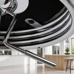 Bar Stools Set of 4 Padded Swivel Gas Lift Chrome Base Black Dining Kitchen