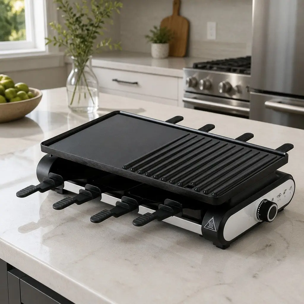 Electric BBQ Grill 1400W Smokeless Indoor Outdoor Cooking 7 Pans Adjustable Temperature Non-Stick Ceramic Coated Aluminium
