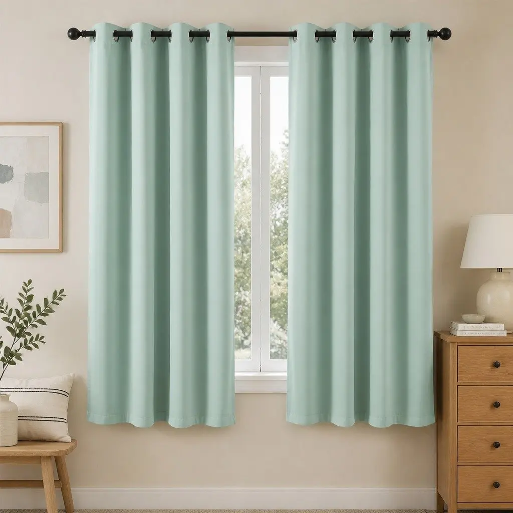Blockout Curtains Thermal Insulated Eyelet 132x160cm Green