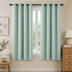 Blockout Curtains 2 Panels 132x160cm Thermal Insulated Eyelet Drapes Green
